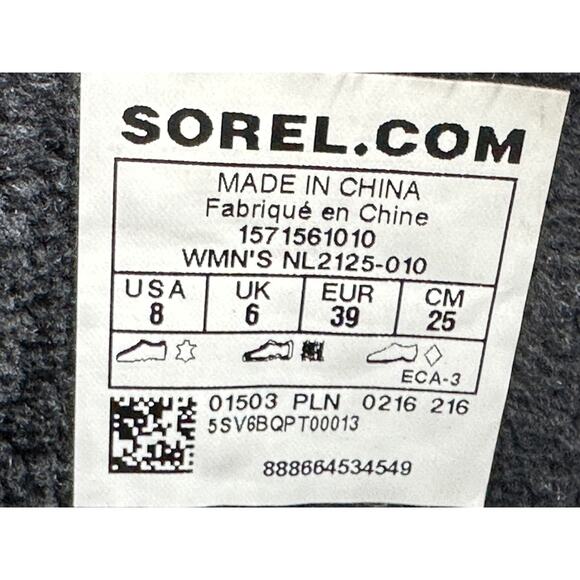 Sorel Winter Fancy Lace II Black Waterproof Boots NL2125-010 Size 8 - Picture 6 of 8